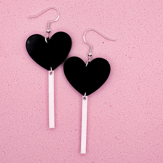 Black Heart Lolly Earrings